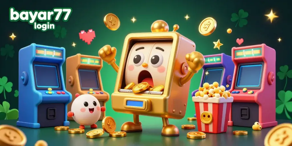Experience gaming excitement with the bayar77 login slot machine celebrating a jackpot amidst cheering companions.