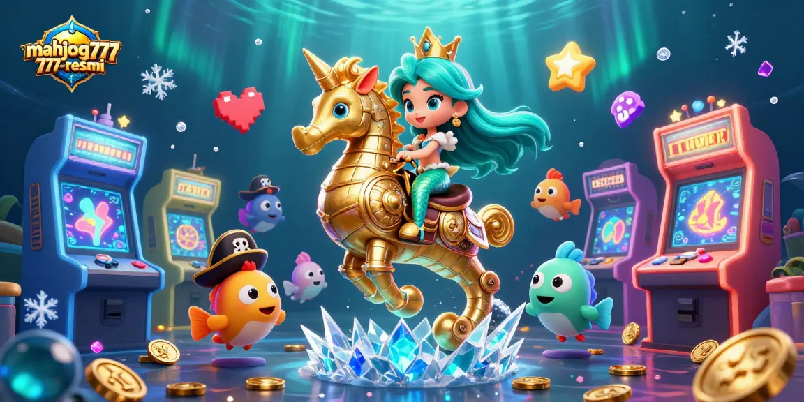 Play thrilling games at mahjong777-resmi with enchanting mermaid princess and seahorse.