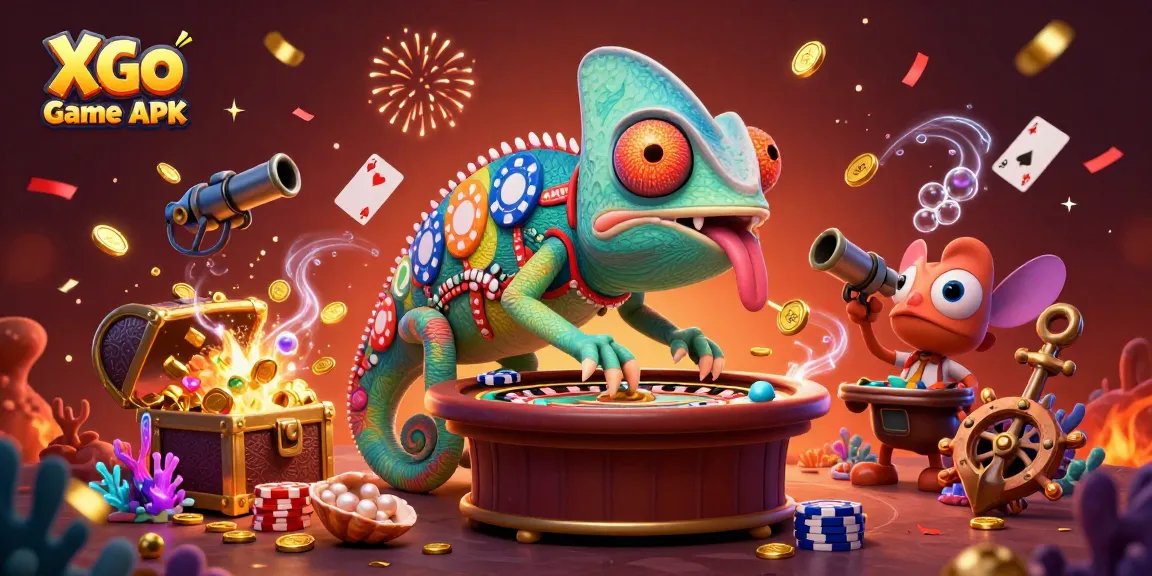 Experience thrilling gameplay with Xgo Game APK featuring a vibrant 3D illustration of a lively casino setting.