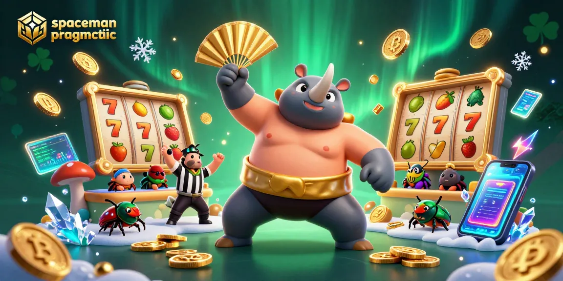 Win big with spaceman pragmatic slots in this vibrant casino-themed illustration featuring cartoon characters.
