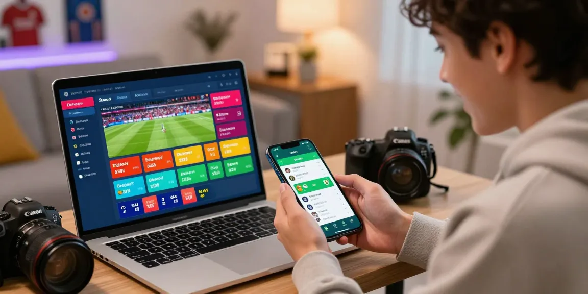 Experience Daftar Bola88 with live sports betting interface in a cozy home setting.