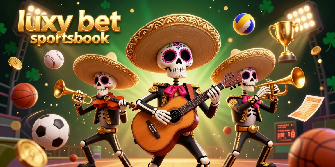 Experience the thrill of betting at luxy bet sportsbook with dynamic sports elements and vibrant mariachi characters.