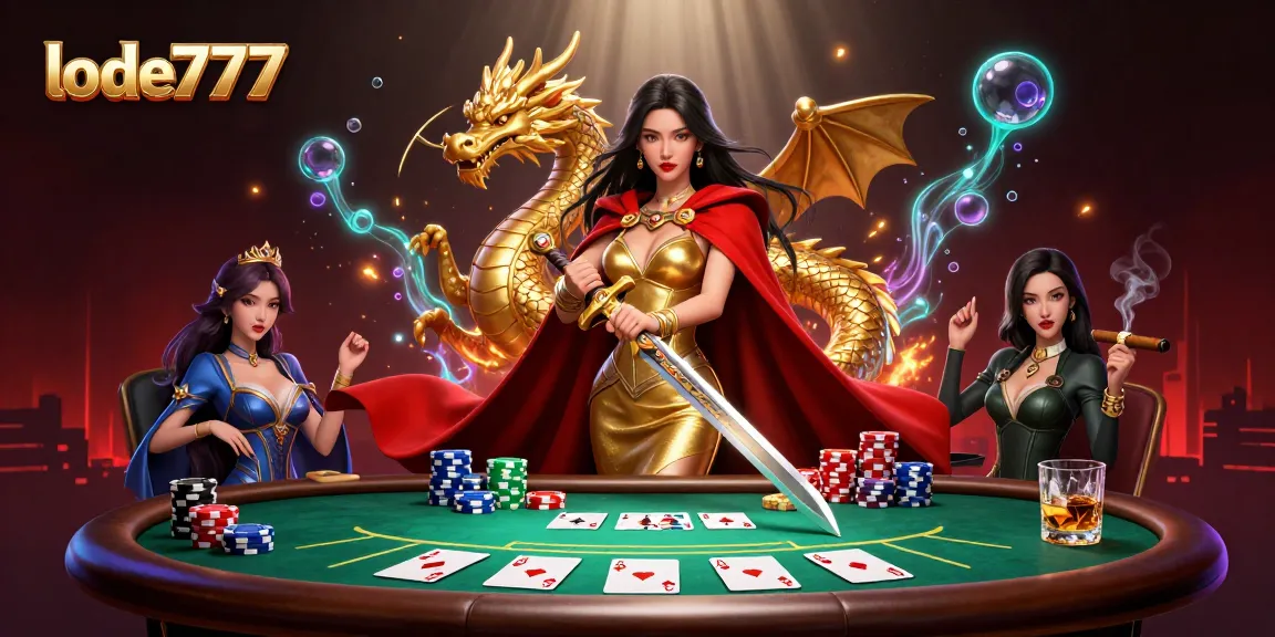 Experience the allure of lode777 with vibrant casino scenes featuring poker tables and stunning characters.