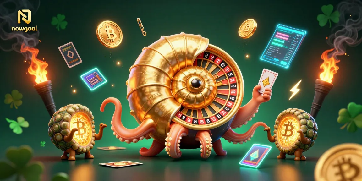 Experience the thrill of nowgoal with a lively 3D nautilus using a roulette wheel and glowing elements.