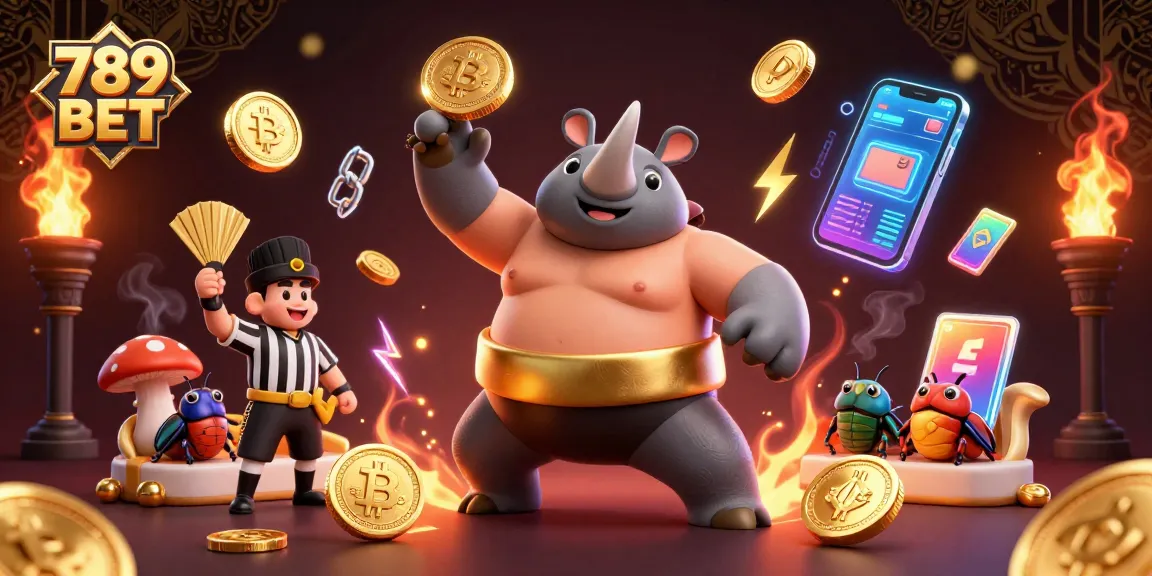 Enjoy thrilling gameplay at 789 BET while watching a sumo beetle compete with golden coins flying.