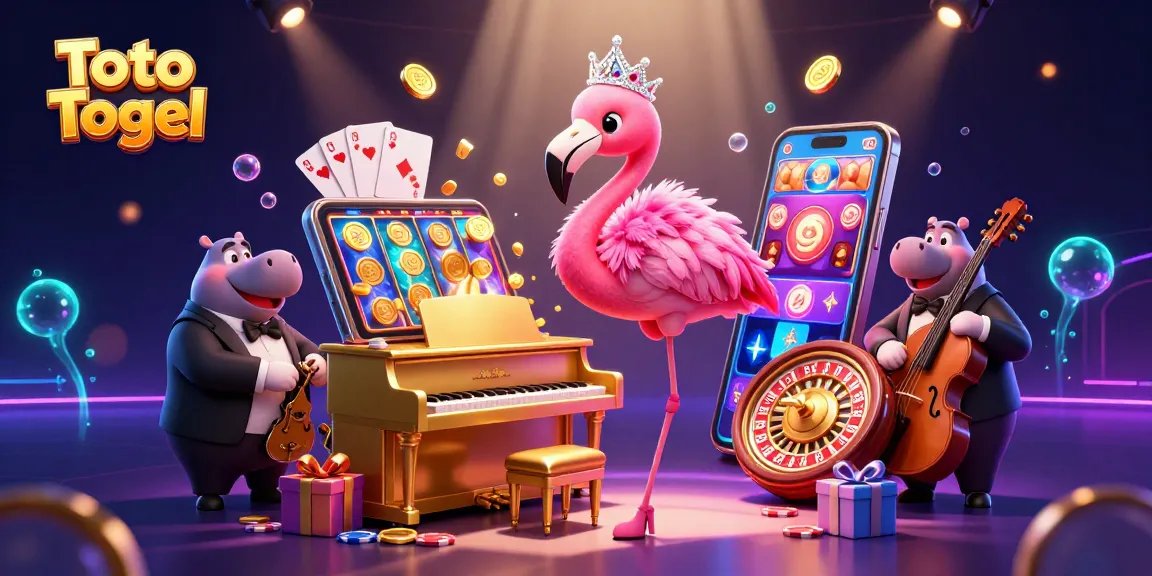 Toto Togel players enjoy vibrant 3D casino illustration featuring fun characters and exciting game elements.