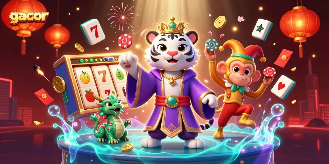 Experience high payouts with gacor slots in this vibrant casino-themed illustration.