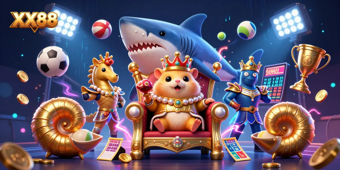 Experience thrilling gameplay with the playful XX88 hamster king in this dynamic casino scene.