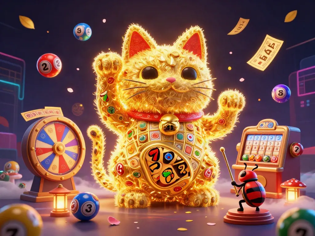 Experience the thrill of slot gacor with vibrant casino symbols and festive visuals in a dynamic illustration.