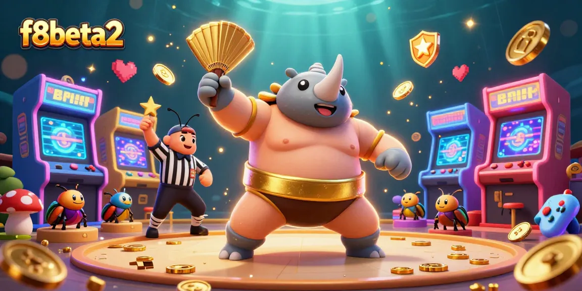 Experience the excitement of f8beta2's casino with a sumo beetle champion sending coins flying!