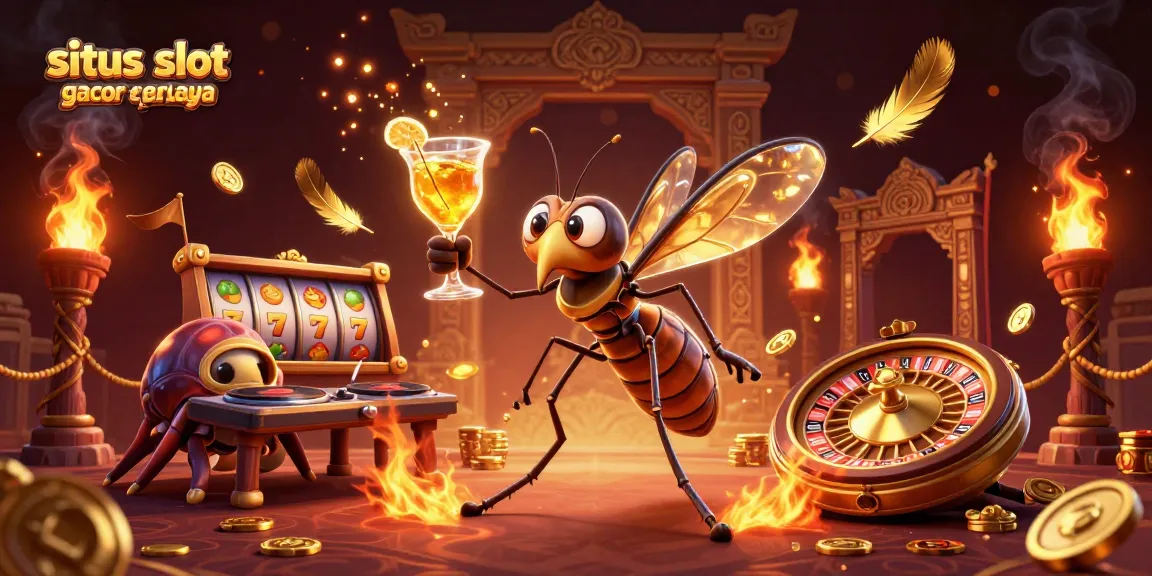 Engaging scene showcasing situs slot gacor terpercaya with unique casino characters and lively elements.