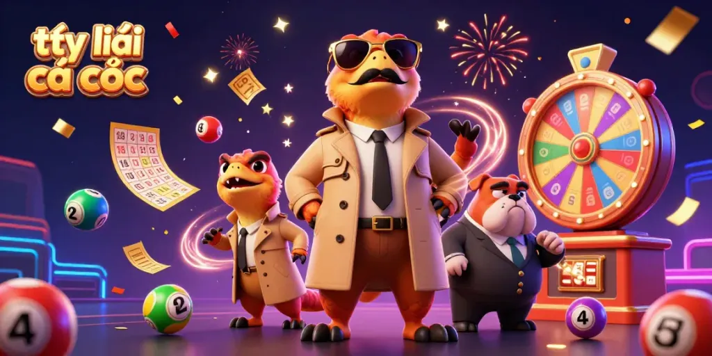 Experience thrilling tỷ lệ cá cược moments with a dynamic casino scene featuring playful raptors and vibrant game elements.
