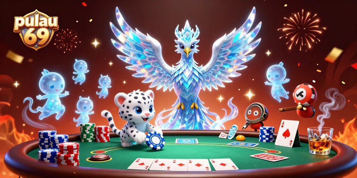 Experience thrilling gameplay with pulau 69 in a vibrant casino scene featuring ice sprites and poker elements.
