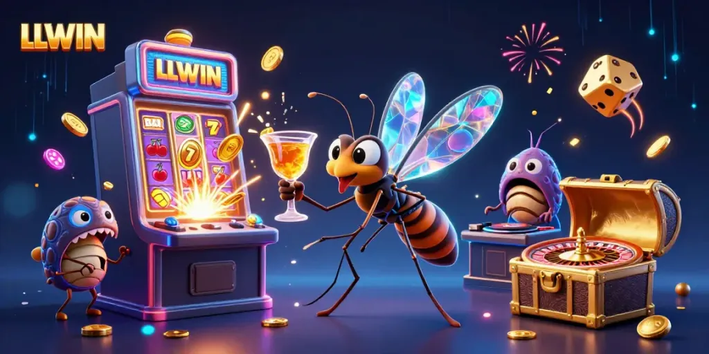 Experience the thrilling world of LLWIN casino with dynamic gaming elements and characters in action.