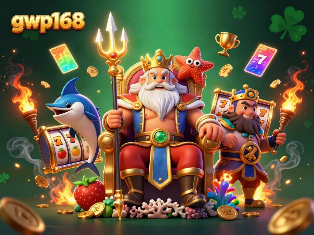 Menangkan jackpot di slot online dengan GWP168, gambar 3D ceria penuh keberuntungan.