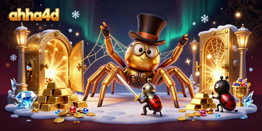 Permainan menarik AHHA4D dengan tarantula emas dan ksatria kecil di kasino penuh harta.