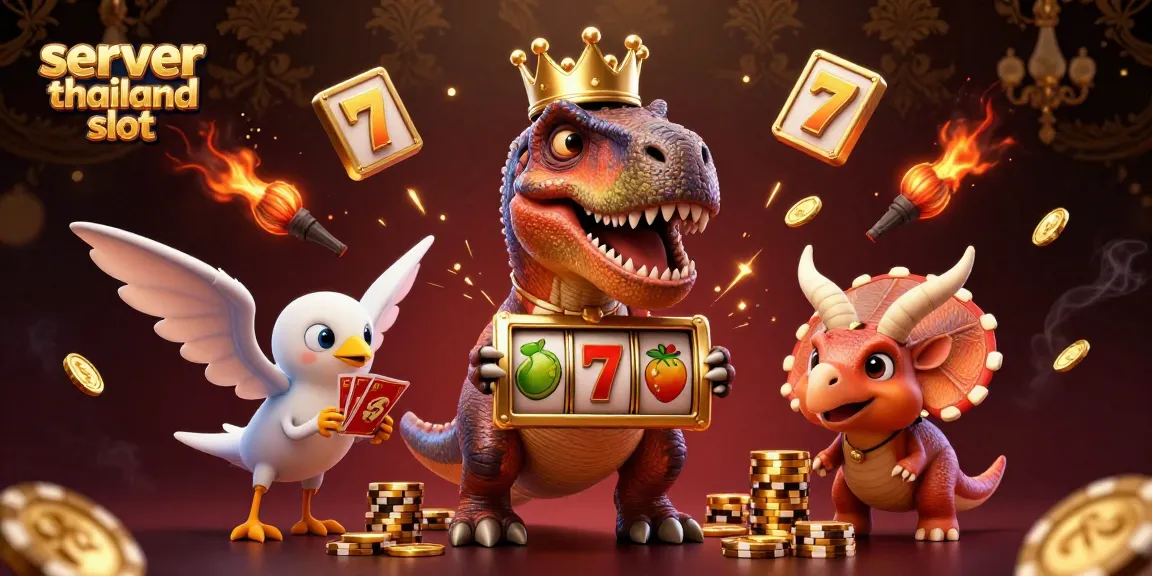 Experience thrilling action with server thailand slot in this vibrant 3D illustration featuring adorable dinosaur characters.