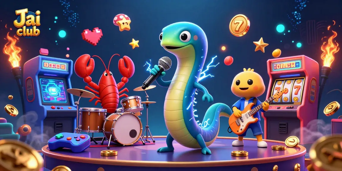 Engage with the excitement of Jai club featuring a lively DJ eel and underwater casino elements.