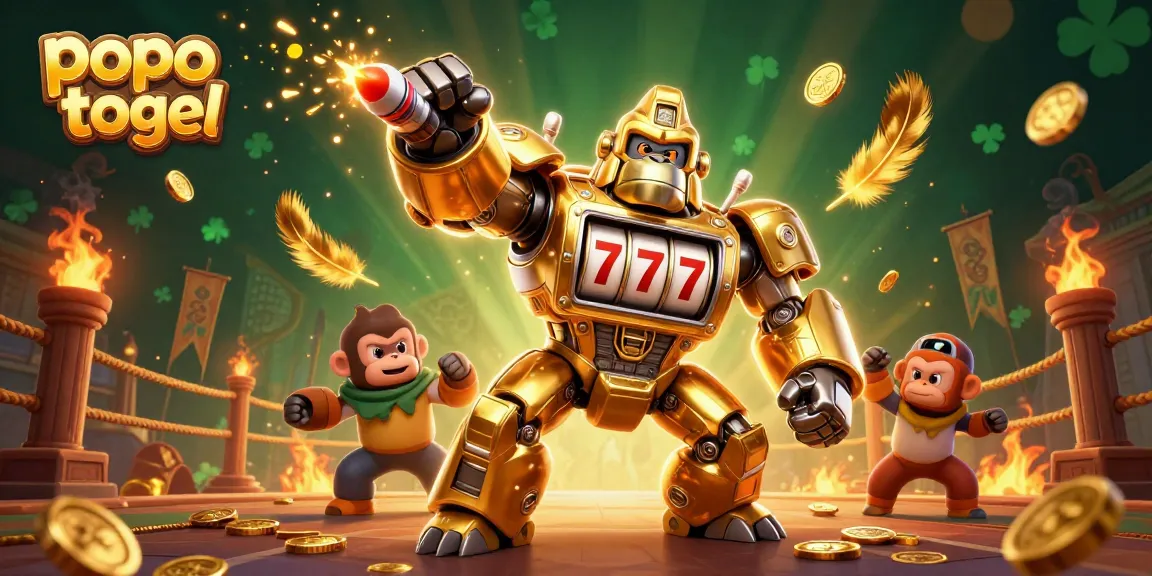 Experience the excitement of popo togel with a dynamic 3D scene showcasing vibrant casino-themed elements.