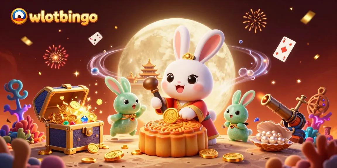 Menggoda pemain bingo online dengan wslotbingo menggunakan ilustrasi menarik tentang kelinci bulan dan chip poker.