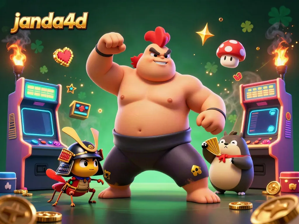JANDA4D memberikan pengalaman judi yang menarik dengan ilustrasi karakter unik dalam sebuah kasino.