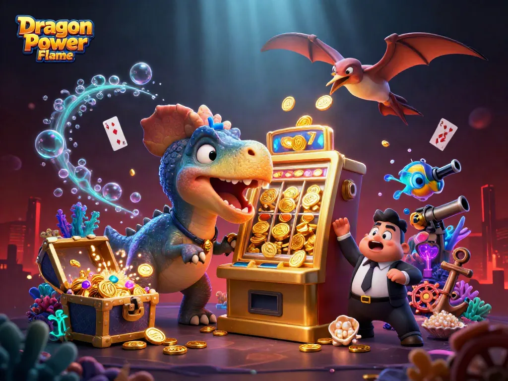 เกมสล็อต Dragon Power Flame เปิดแจ็กพอตโดยหน้าหัวของไดโนเสาร์และให้ผู้เล่นสนุกกับแสงและสีสัน