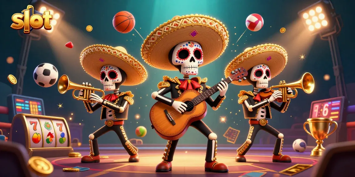 Spin vibrant slot reels with Dia de los Muertos skeleton mariachi band in action.
