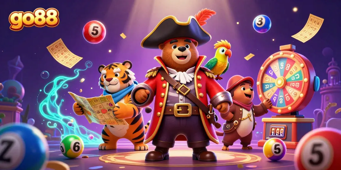 Experience thrilling gameplay with go88 in this vibrant illustration showcasing dynamic lottery elements.
