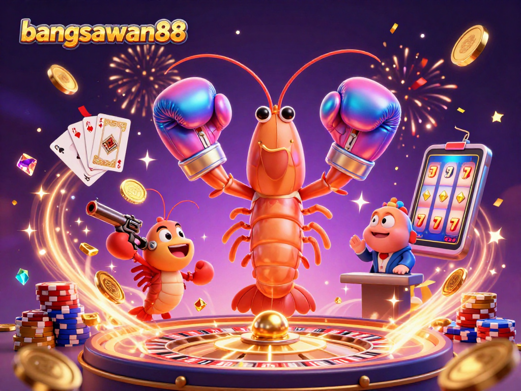 Experience the thrill of bangsawan88 as cartoon characters spin, deal, and celebrate wins in this vibrant casino scene.