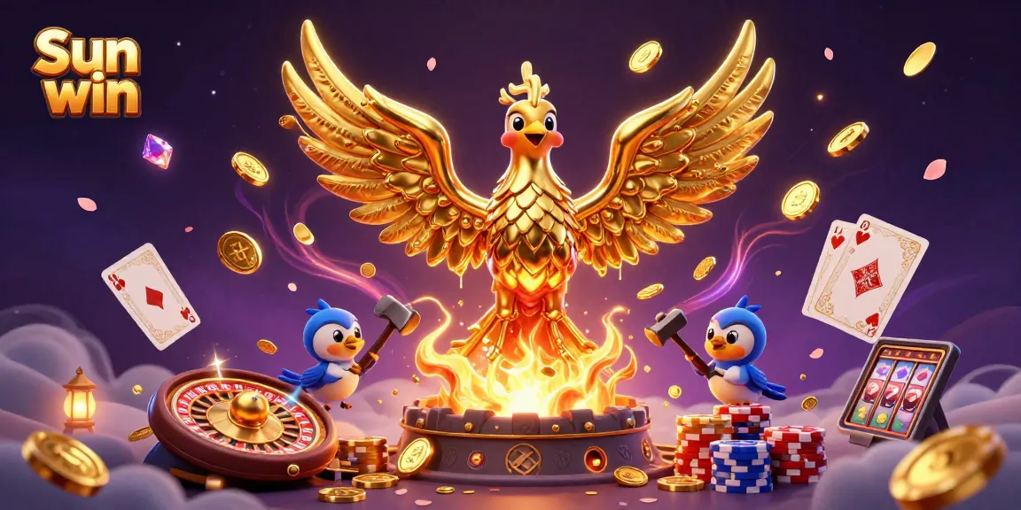 Spin slots and win at Sun win with a golden phoenix and dazzling gaming elements!