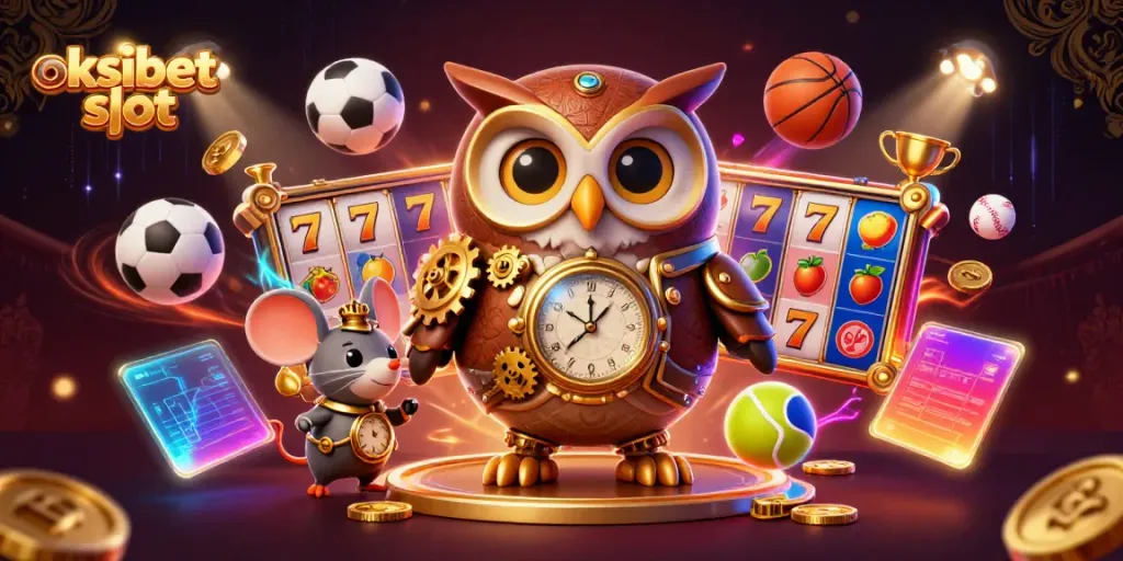 Permainan slot oksibet slot dengan karakter burung hantu penjelajah waktu dalam tema kasino