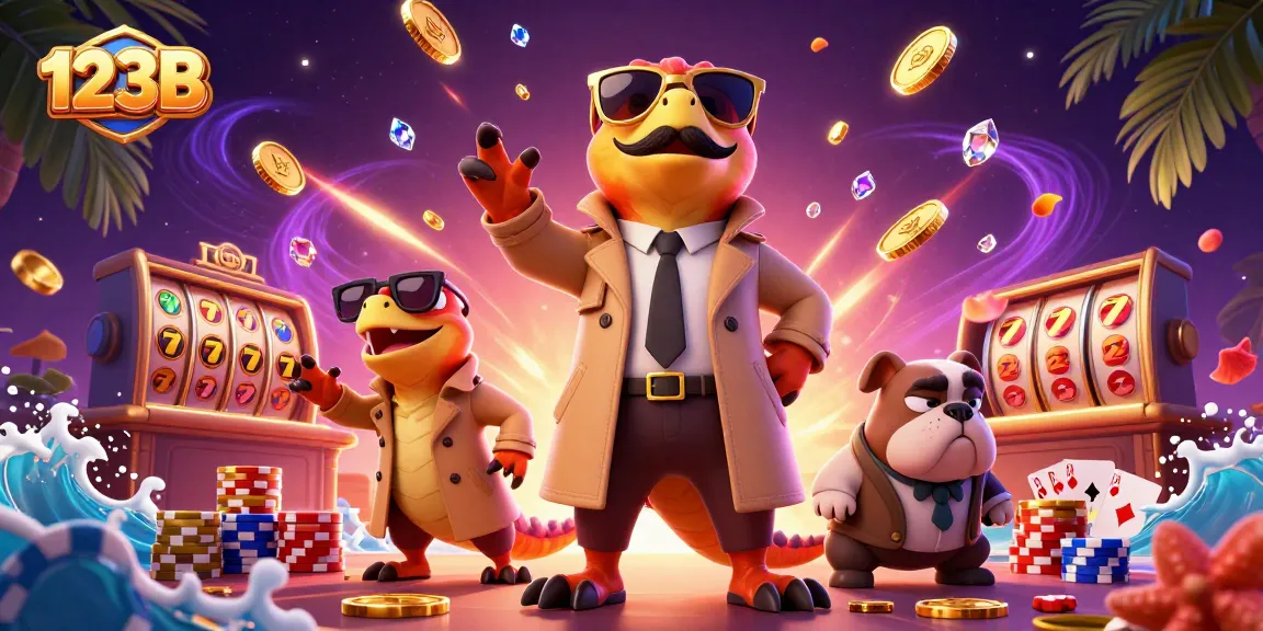 Engage in thrilling casino adventures with 123B's vibrant raptors and gaming excitement.