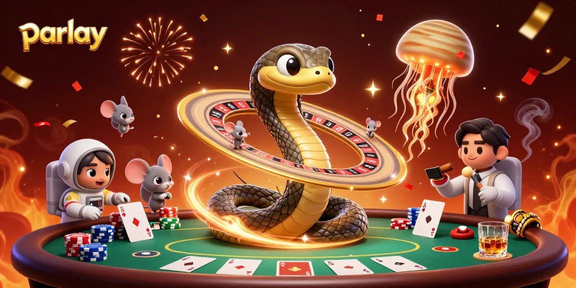 Engage in parlay betting excitement with space-themed characters and vibrant casino elements.