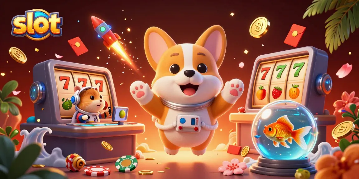 Experience dynamic slot action with floating astronauts, poker chips, and vibrant game elements