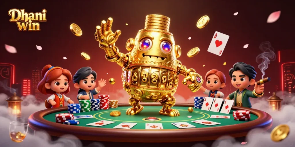 Experience the excitement of Dhani win with this vibrant 3D casino illustration featuring thrilling gaming action.