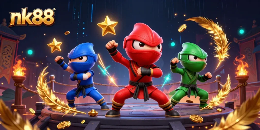 Experience the thrill of nk88 with vibrant casino elements and dynamic chameleon ninjas.