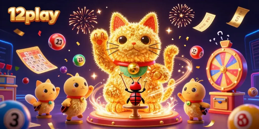Experience the exciting world of 12play, where vibrant colors and dynamic elements come alive in a stunning lottery scene.